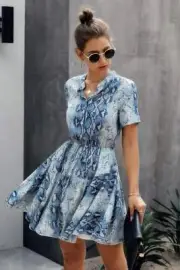 Dreamkue Animal Drawstring Waist Shirt Dress