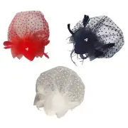 Vintage Pillbox Hat with Veil Fascinator for Wedding Party Mrs. Maisel