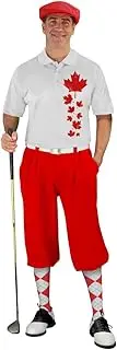 [Golf Knickers] Canada Homeland Falling Leaves Design Traditional (Plus Fours) Outfit for Men (Red)