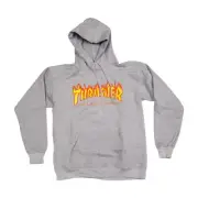 Thrashe.r Flames Hooded Sweatshirt - MEDIUM Heather Grey