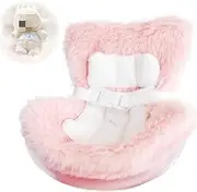 Car Seat for Dolls with Soft Furry Cushion, Air Vent Clip and Desktop Stand, Cute and Functional Car Decorations, Car Air Vent Decor for Display, Car Ornament for Labubu Fans and Doll Collector (Pink)