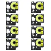 8PK Black on Yellow label tape 12mmx7m For DYMO D1 45018 LabelManager 200 450D