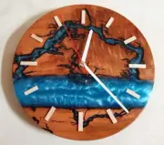 Epoxy Resin & Acacia Beautiful White Design Wall Clock Wood For Living Room