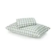 Gingham Cotton Flannelette Sheet Set - Single Bed, Green