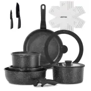 JEETEE Pots and Pans Set Non Stick 17pcs Kitchen Cookware Sets with Detachabl...