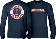 Powell Peralta Skateboards SUPREME Longsleeve T Shirt NAVY LARGE NEW