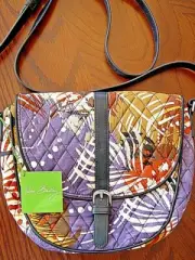 New Vera Bradley Slim Saddle Bag (Painted Feathers) #18071-663