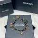 [二手] Chanel 香奈兒 經典logo 黑色 皮穿鍊手鍊/手環 9.5成新美品