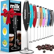 PowerLix Electric Milk Frother, Milk Frother Handheld Foamer with Stainless Steel Stand, 15-20s, Powerful 19000rpm, Matcha Whisk, Mini Drink Mixer Coffee Frother for Latte, Cappuccino, Milkshake