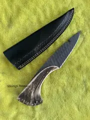 Handmade Carbon Steel Hand Forged Antler Knife Stag Horn Knife With Sheath