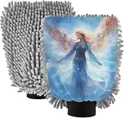 XYMZR Blue Angel Wings Absorbent Microfiber Car Wash Mitt, Funny Cute Anime Scratch Free for Cars Cleaning, Home Cleaning Mitts, 2 Pack, 10.24” L x 7.09” W