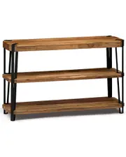 Alaterre Ryegate Natural Live Edge Solid Wood with Metal Media Console Table