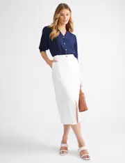 Katies Midi Linen Blend Cargo Skirt