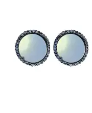 Glass Gem Wall Mirror Set- Decorative Accent Wall 9 inch Mirror Set of Two