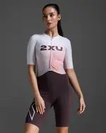 Light Speed React Sleeved Trisuit, 2XU, L, White/Port, Female