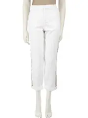White Straight Tape Trousers