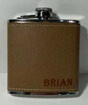 Personalized 6 oz leatherette covered stainless steel flask - Name or Initials