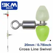 9KM 15Pcs 3-Way Fishing Swivel Snap Luminous Barrel Swivel T-Shape Cross Swivel