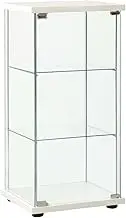 Versatile Storage Cabinet with Tempered Glass Doors, 42.5 x 36.5 x 86 cm - White & Transparent Organizer with Shelves for Home or Office, Ideal for DVDs and Multimedia Storage