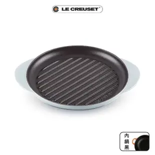 【Le Creuset】琺瑯鑄鐵鍋雙耳圓鐵烤盤25cm(土耳其藍)