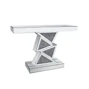 Hall Table MDF Silver Mirror Crush Crystal Zigzag Design