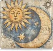 Amooorous Yellow Mystic Bohemian Style Tarot Sun Moon Pu Leather Registration and Insurance Card Holder Essential Car Wallet Case for Documents, Cards, License