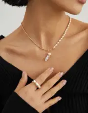 NEW Baroque Pearl Sterling Silver 18k REAL gold plated Necklace Ring Jewelry Set
