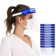 10pc Safety Full Face Shield Reusable Washable Protection Face Mask Anti-Splash