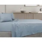Algodon King Single Bed Fitted Sheet Set w/Pillowcase 300TC Cotton Faded Denim
