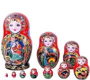 Russian Nesting Dolls, Wooden Nesting Dolls, 10-Layer Nesting Dolls, Russian Doll Set, Christmas Room Decor, Wooden Dolls Decor, Russian Dolls Figurines, Nested Doll Decorations, Christmas Dolls
