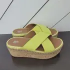 NEW FitFlop Wedge Cross Slides Women's 8 Eloise Leather Cork Platform 4PT