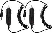 SING F LTD 2PCS DC 5.5mmx2.1mm Car Cigarette Lighter Male Plug Adapter Coiled Cable Car Charger Extension Power Supply Cable 1.2m 12V 3A DC for Car GPS LED Lights