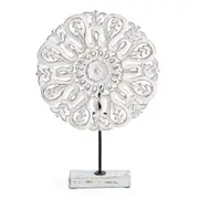 Willow & Silk Handmade Wooden 45cm Whitewash Mandala Plaque Table Decor/Statue