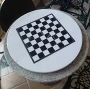 White Marble Chess Table Top, Round Marble Chess Table Board Gifts Decor 15"x15"