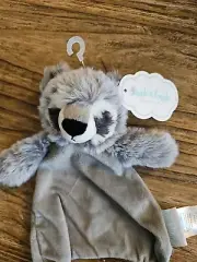 New JIGGLE & GIGGLE Grey RACCOON Security Blanket Lovey Comforter Knotted