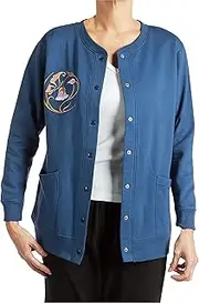 [Pembrook] Fleece Cardigans for Women with Pockets | Grandma Sweater with Snap Buttons | Embroidery Jackets Clothing for Senior