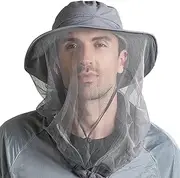 Peicees Mosquito Head Net Hat, Fishing Hat Safari Hat Sun Bucket Hat Adventure Hat with 360° Net Mesh Protection from Insect Bug Bee Flies Mosquito Gnats for Men Women, Outdoors Hunting Camping Hiking