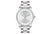 Movado Stainless Steel & Blush Ceramic Silver Dial Women's Swiss Made Watch - 3600881