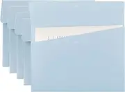 VANRA Poly File Folders Letter Size File Jackets Organizer Plastic Envelope A4 Flat Document Holder with Snap Button Closure (Pack of 5, Pastel Blue)