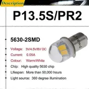 2Pcs P13.5s PR2 LED Bulb 3V 4.5V 6V DC 5630 2 SMD White/Warm White Miniature car light Replace For Torch Flashcar light Bicyle Work Lamp 4.5V DC Wa...