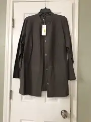 XLNWT EILEEN FISHER COBBLESTONE WASHABLE STRETCH CREPE MANDARIN COLLAR JACKET