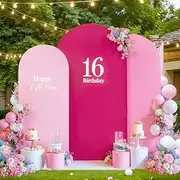 Pink Arch Backdrop Cover Set of 3 Wedding Arch Covers Stretchy Backdrop 7.2FT 6.6FT 6FT Decorations Baby Shower Bridal Shower Photo Birthday Party Arch Stand Cover Spandex
