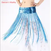 Belly Dance Costumes Belt Elastic Force Sequin Long Tassel Belly Dance Hip Scarf