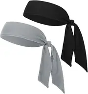[NiceYnn] 2pcs Quickly Dry Stretchy Sport Tie Headband, Unisex Soft Sweat Band Hair Band Head Strap Scarf Wrap Bandana for Running Fitness Yoga Cycling GYM Basketball Under Helmet Liner Sports Headwear