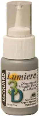 Jacquard Lumiere 3D Metallic Paint & Adhesive 1oz-Sparkle Silver