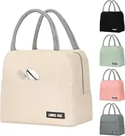 Viiotu Insulated Lunch Bag, Small Lunch Bag for Women Men Kid, Reusable Lunch Cooler Bag for Work Office Outdoor Picnic Camping (Beige)