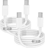 60W USB C to USB C Cable,iPhone 15/16 Cable,Fast Charging Cable 3ft Long Type C Power Cord for iPhone 15 16/Pro/Plus/Pro Max,MacBook Pro Air/iPad Air 4/5/iPad Pro,Samsung Galaxy S24,Switch,2Pack