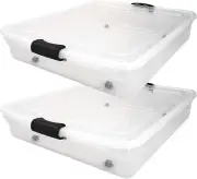 Large 56 Quart Full/Queen Stackable Underbed Storage Bin, Clear Plastic Containe