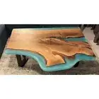 Blue Resin Epoxy Table, Epoxy Wooden Table top, Live Edge Walnut Table Top Arts