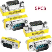 5x DB9 D-SUB 9-Pin RS232 Serial Male to Male Mini Gender Changer Coupler Adapter